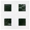 Four modules of the pART Deco Modique Solid Frame + Square Module U in Bianco Dolomiti Select and Florence Green honed marble.
