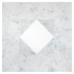 The pART Deco Modique Solid Frame and Asquare mosaic module B in honed Bianco Dolomiti Select and Italian Carrara Light Select marble.