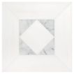 The pART Deco Modique Solid Frame and Asquare mosaic module D in honed Bianco Dolomiti Select and Italian Carrara Light Select marble.