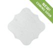 The Angelique Crest Tile in Mugla White marble, seen with a tumbled and bush-hammered finish.