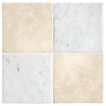 Chateau Lyon 8" x 8" checkerboard in Italian Carrara Light Select marble and Barley Beige limestone in a Historique finish.