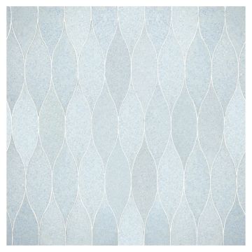 A 24" x 24" field of Acurve Delicato Vibe interlocking waterjet tile in Celeste Blue with a honed finish. A 24" x 24" field of Acurve Delicato Vibe interlocking waterjet tile in Celeste Blue with a honed finish.