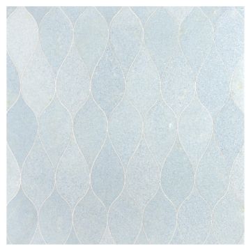 A 24" x 24" field of Acurve Delicato Acanthus interlocking waterjet tile in Celeste Blue with a honed finish. A 24" x 24" field of Acurve Delicato Acanthus interlocking waterjet tile in Celeste Blue with a honed finish.