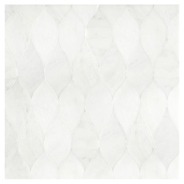 A 24" x 24" field of Acurve Delicato Acanthus interlocking waterjet tile in Asian Carrara Ultra Premium with a honed finish. A 24" x 24" field of Acurve Delicato Acanthus interlocking waterjet tile in Asian Carrara Ultra Premium with a honed finish.