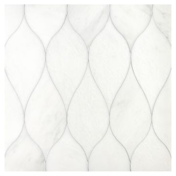 A 24" x 24" field of Acurve Grand Acanthus interlocking watejet tile in Asian Carrara Ultra Premium with a honed finish. A 24" x 24" field of Acurve Grand Acanthus interlocking watejet tile in Asian Carrara Ultra Premium with a honed finish.