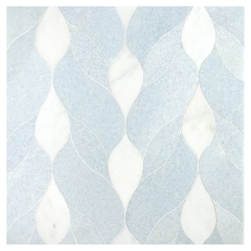 A 24" x 24" field of Acurve Delicato Kindred Module A, made from Celeste Blue and Asian Carrara Ultra Premium marble with a honed finish. A 24" x 24" field of Acurve Delicato Kindred Module A, made from Celeste Blue and Asian Carrara Ultra Premium marble with a honed finish.