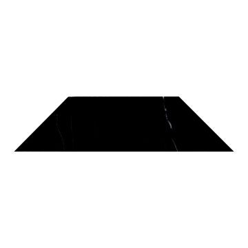 A single tile of the Part Deco Modique Solid in honed Nero Marquina marble. A single tile of the Part Deco Modique Solid in honed Nero Marquina marble.