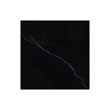 A single tile of the Part Deco 6" x 6" Square Solid in honed Nero Marquina marble. A single tile of the Part Deco 6" x 6" Square Solid in honed Nero Marquina marble.