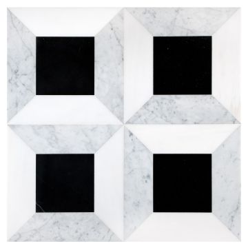 pART Deco Modique Solid Frame + Square Module J | Nero Marquina Select - Bianco Dolomiti Select - Italian Carrara Light Select - Honed | pART Deco Series pART Deco Modique Solid Frame + Square Module J | Nero Marquina Select - Bianco Dolomiti Select - Italian Carrara Light Select - Honed | pART Deco Series