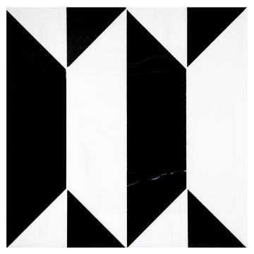A field of the Part Deco Solid Symmetry pattern, made from honed Bianco Dolomiti Select and Nero Marquina marble. A field of the Part Deco Solid Symmetry pattern, made from honed Bianco Dolomiti Select and Nero Marquina marble.