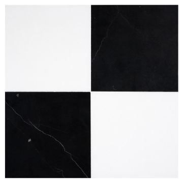 pART Deco Square Solid Checkered Thassos / Nero Module | Thassos Select - Nero Marquina Select - Honed | pART Deco Series