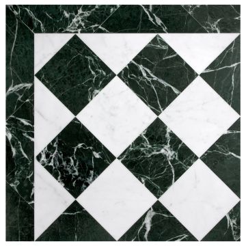 pART Deco Square Solid Checkered Carrara / Green Module | Italian Carrara Light Select - Florence Green - Honed | pART Deco Series pART Deco Square Solid Checkered Carrara / Green Module | Italian Carrara Light Select - Florence Green - Honed | pART Deco Series
