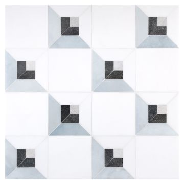 pART Deco Square Solid + Fordham Focal Checkered Module | Thassos Select - Morning Blue - Blue De Savoi - Basalto - Thassos Select - Honed & Polished | pART Deco Series pART Deco Square Solid + Fordham Focal Checkered Module | Thassos Select - Morning Blue - Blue De Savoi - Basalto - Thassos Select - Honed & Polished | pART Deco Series