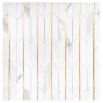 Arrows | Calacatta Gold - Thassos Select - Matte Brass - Honed & Polished | Specialty Mosaics Collection Arrows | Calacatta Gold - Thassos Select - Matte Brass - Honed & Polished | Specialty Mosaics Collection