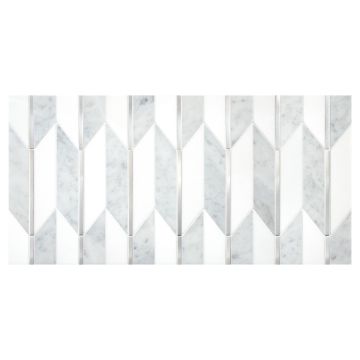 Arrows | Italian Carrara - Thassos Select - Stainless Steel - Polished | Specialty Mosaics Collection Arrows | Italian Carrara - Thassos Select - Stainless Steel - Polished | Specialty Mosaics Collection