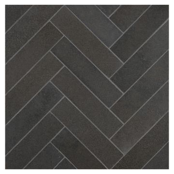 A field of the 1-1/2" X 6" Herringbone mosaic in honed Basalto Scuro Select. 
