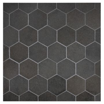 A field of the 2-1/4" Hexagon mosaic in honed Basalto Scuro Select. A field of the 2-1/4" Hexagon mosaic in honed Basalto Scuro Select.
