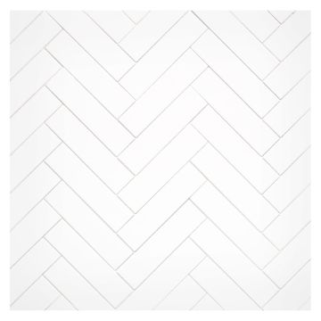 A field of the Super Flat 1" x 4" Herringbone mosaic in the Super White A field of the Super Flat 1" x 4" Herringbone mosaic in the Super White