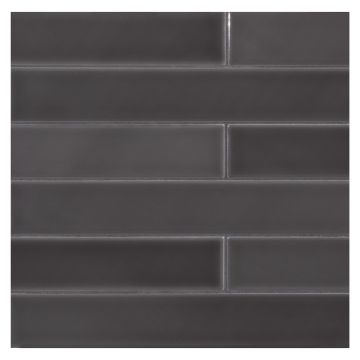 The Truetones Ceramic 2" x 16" field tile in Toasted Grey Gloss.