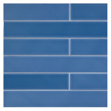 The Truetones ceramic 2" x 16" field tile in Astor Blue Gloss. The Truetones ceramic 2" x 16" field tile in Astor Blue Gloss.