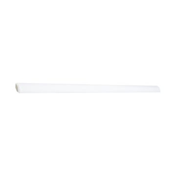 Three quarter view of the Truetones ceramic quarter round trim piece in Light White Gloss.