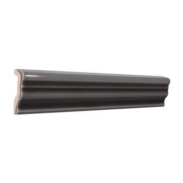 Three quarter view of the Truetones Ceramic chair rail in Toasted Grey Gloss.