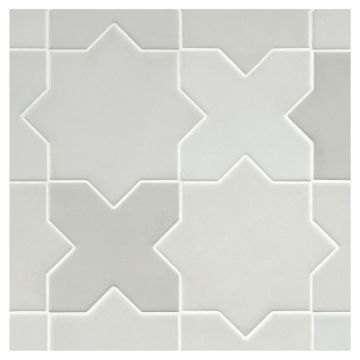 The Truetones porcelain crossing star tile in 16 shades of cashmere grey matte. The Truetones porcelain crossing star tile in 16 shades of cashmere grey matte.