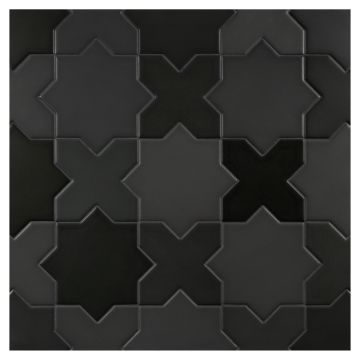 Truetones® Matte Porcelain Crossing Star Tile | 16 Shades of Black - Matte| Truetones® Fine Ceramics Truetones® Matte Porcelain Crossing Star Tile | 16 Shades of Black - Matte| Truetones® Fine Ceramics