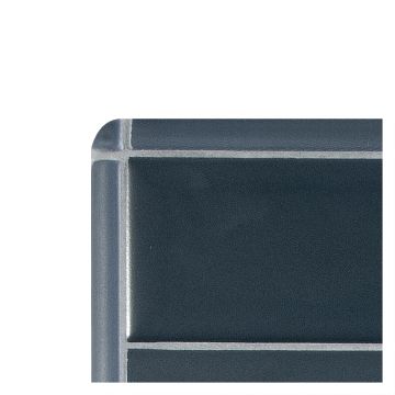 The Truetones porcelain quarter round corner piece in 16 shades of twilight blue matte.