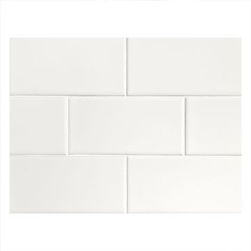 Field Tile 3" x 6" | Mountain Peak White - Gloss | Cezanne Ceramics Collection