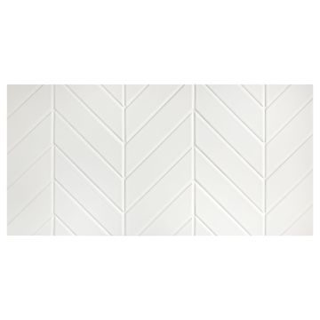 Chevron 2" x 8" Mosaic | Mountain Peak White - Gloss | Cezanne Ceramics Collection
