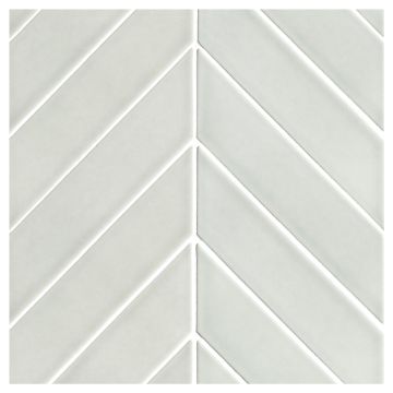 Chevron 2" x 8" Mosaic | Midtown Gray - Gloss | Cezanne Ceramics Collection