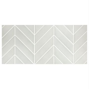 Chevron 2" x 8" Mosaic | Midtown Gray - Gloss | Cezanne Ceramics Collection
