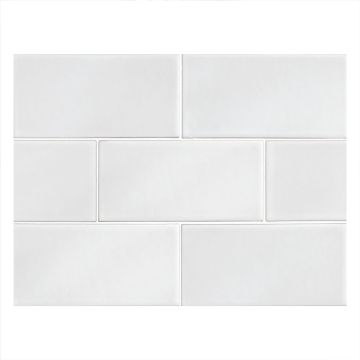 The Cezanne Ceramics 3" x 6" Field Tile in Papyrus White with a matte finish.