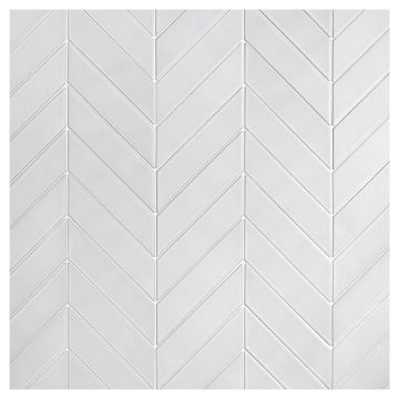 Chevron 2" x 8" Mosaic | Papyrus White - Matte | Cezanne Ceramics Collection