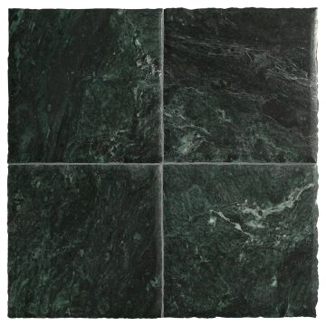 A single 8" x 8" tile in Florence Green marble with a Historique finish, part of the Chateau Lyon Tile Collection. A single 8" x 8" tile in Florence Green marble with a Historique finish, part of the Chateau Lyon Tile Collection.