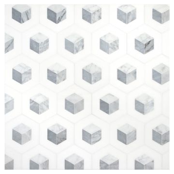Spatial Cubist | Thassos Select - Italian Carrara Light Select - Italian Carrara Dark Select - Bardiglio - Honed & Polished | Pietra Visivo Collection Spatial Cubist | Thassos Select - Italian Carrara Light Select - Italian Carrara Dark Select - Bardiglio - Honed & Polished | Pietra Visivo Collection