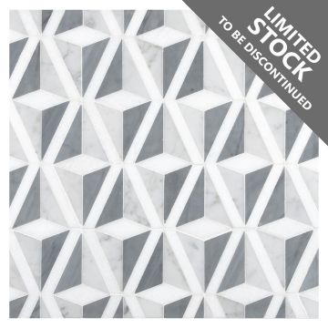 A field of the Diamant mosaic, made from honed Thassos Select, polished Italian Carrara and Bardiglio Imperiale marble.