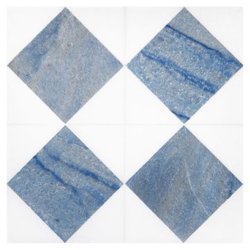 A field of the Asquare mosaic, made from honed Thassos and polished Azul Macaubas marble, in a consistent layout. A field of the Asquare mosaic, made from honed Thassos and polished Azul Macaubas marble, in a consistent layout.