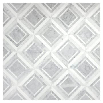 Regal Square - Rotated | Thassos Select - Italian Carrara Light Select - Italian Carrara Dark Select - Polished | Pietra Visivo Collection Regal Square - Rotated | Thassos Select - Italian Carrara Light Select - Italian Carrara Dark Select - Polished | Pietra Visivo Collection