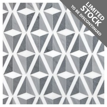 A field of the Diamant mosaic, made from polished Bianco Dolomiti Select, Bardiglio Light and Bardiglio Imperiale marble.