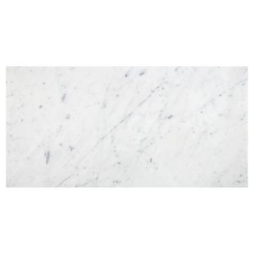 A single 12" x 24" tile in honed Italian Carrara Ultra Premium marble. A single 12" x 24" tile in honed Italian Carrara Ultra Premium marble.
