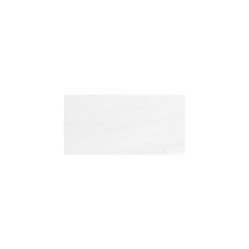 A single 6" x 12" tile in polished Asian Carrara Ultra Premium marble. A single 6" x 12" tile in polished Asian Carrara Ultra Premium marble.