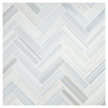 A field of the 1" x 4" Herringbone Grande mosaic in honed Sterling Blue Light Select marble. A field of the 1" x 4" Herringbone Grande mosaic in honed Sterling Blue Light Select marble.