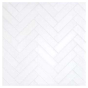 A field of the 1" x 4" Herringbone Grande mosaic in polished Thassos Select marble.