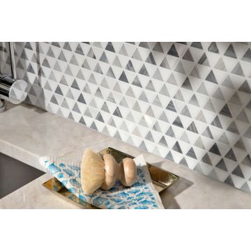 Refined Triangle | Bianco Dolomiti Select - Sterling Blue - Honed & Polished | Classic Mosaics Collection Refined Triangle | Bianco Dolomiti Select - Sterling Blue - Honed & Polished | Classic Mosaics Collection