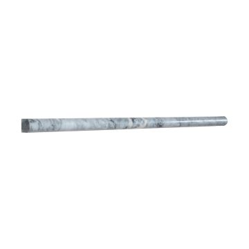 A three-quarter view of the Traditional Pencil finishing piece, made from polished Mugwort Gray marble. A three-quarter view of the Traditional Pencil finishing piece, made from polished Mugwort Gray marble.