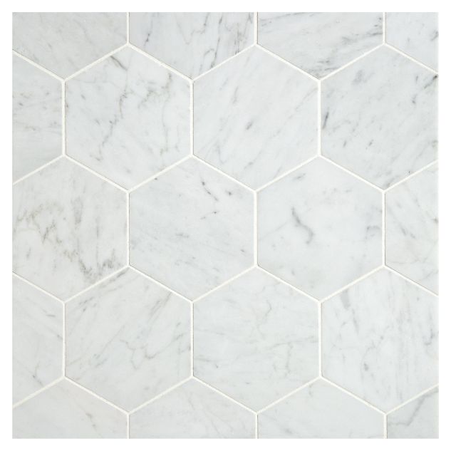 Hexagon 3-1/2" | Italian Carrara Light Select - Honed | Classic Mosaics Collection