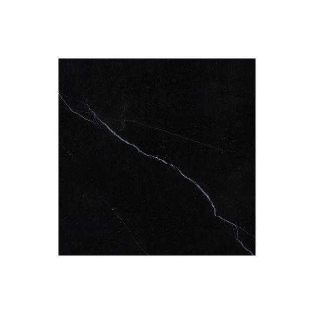 A single tile of the Part Deco 6" x 6" Square Solid in honed Nero Marquina marble.