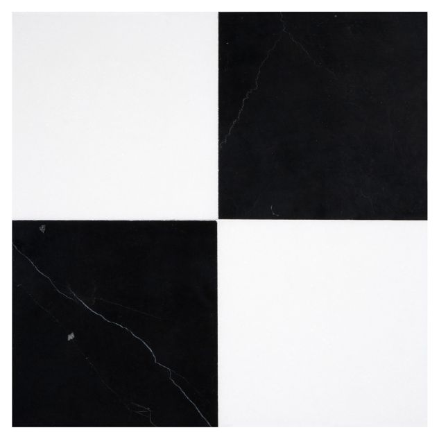 pART Deco Square Solid Checkered Thassos / Nero Module | Thassos Select - Nero Marquina Select - Honed | pART Deco Series